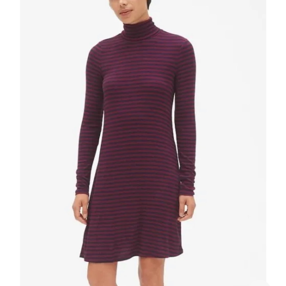 GAP Petite Turtleneck Swing Dress Striped NEW Great Gift!